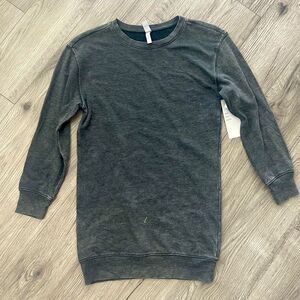 Zella Girl Tunic Sweatshirt Long Sleeve Black Gray Lounge Comfy Cozy L 10 12 NWT